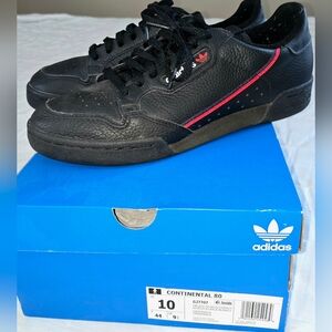 Adidas Continental 80 Black with Red Stripe Sneakers (NWT)